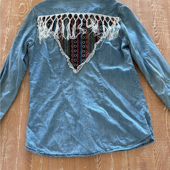 Carmar Blue Denim Shirt with Fringe - Picture 8 of 9